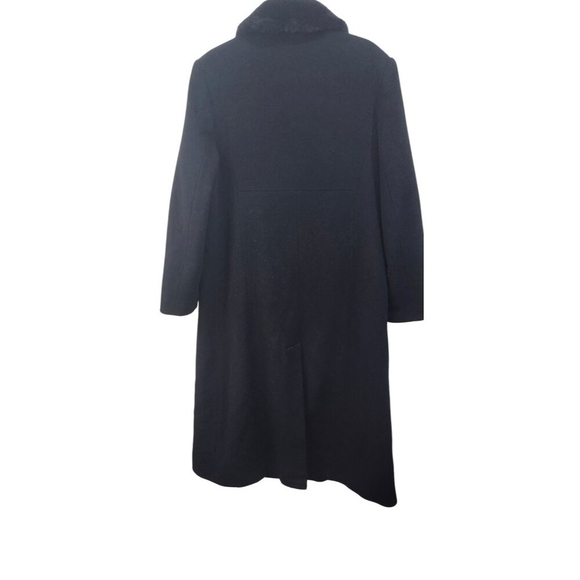 Larry Levine Wool coat size 12 Black with Fur Trim Collar - Picture 7 of 15